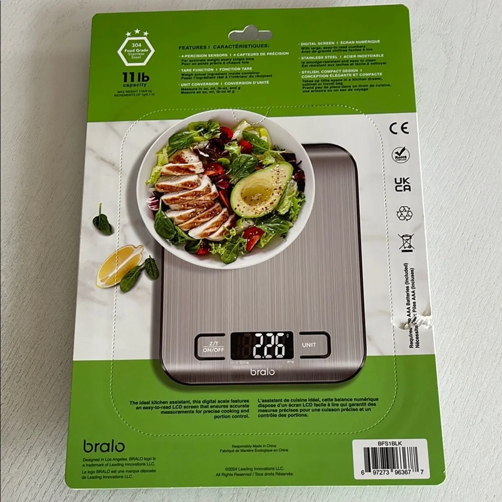 Digital Food Scale with Stainless Steel Platform, 11lb Capacity